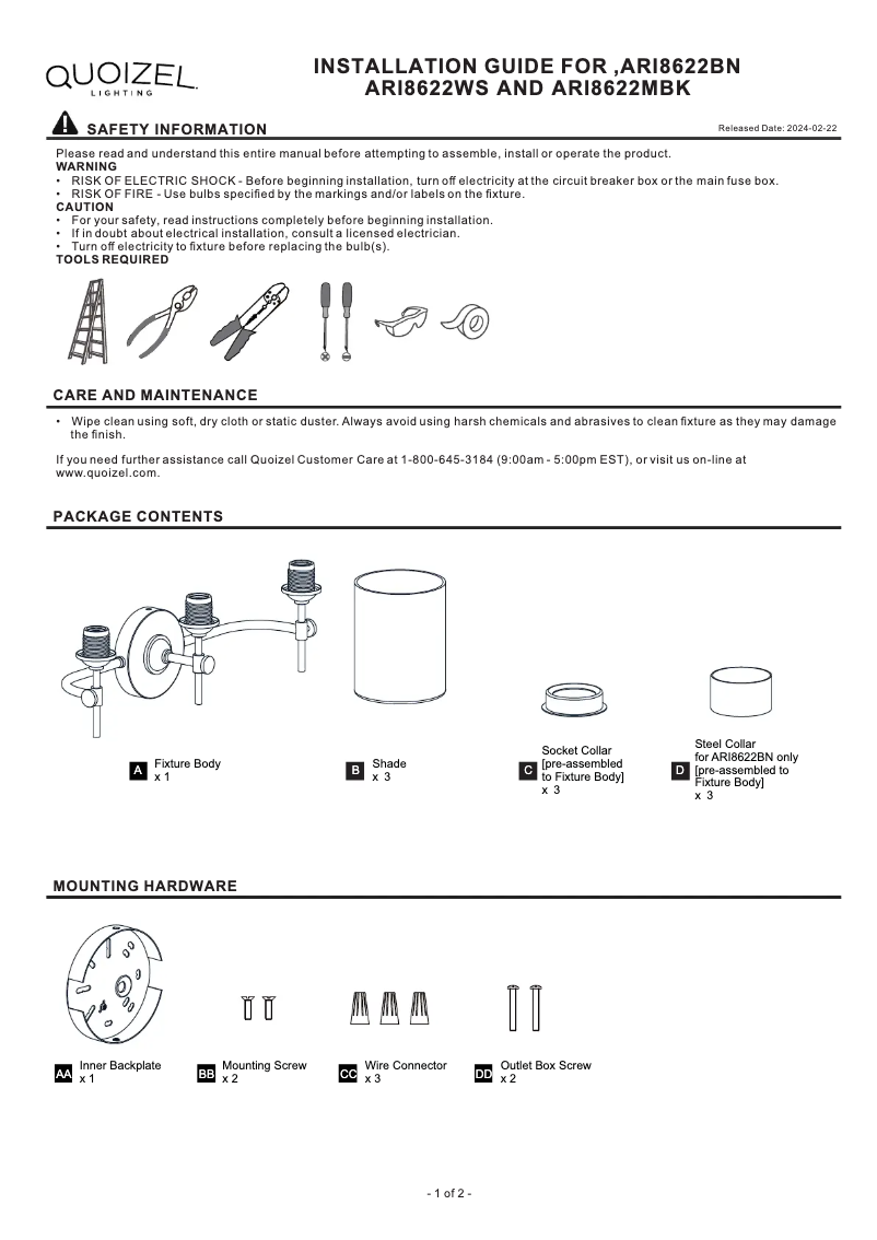 Image de la première page du manuel de l'appareil Aria ARI8622MBK