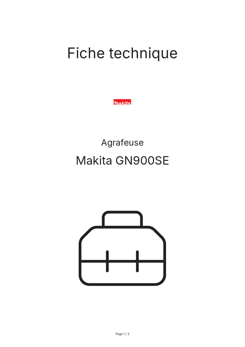 Page n°1 - Fiche technique Makita GN900SE