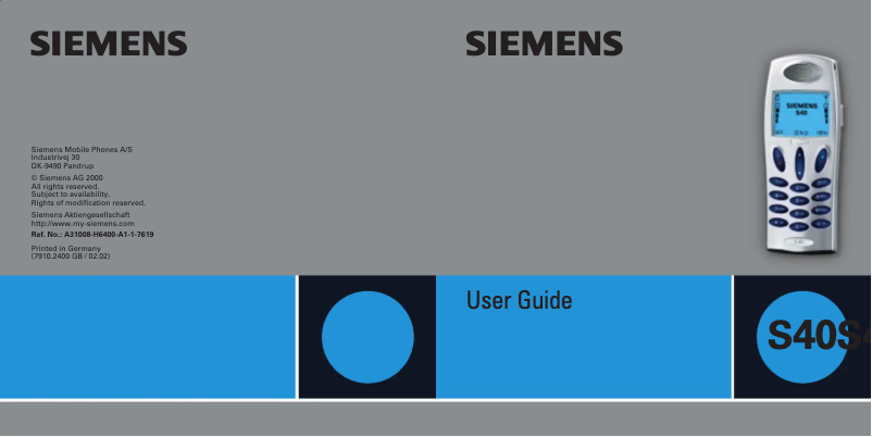 Page 1 de la notice Manuel utilisateur Siemens S40