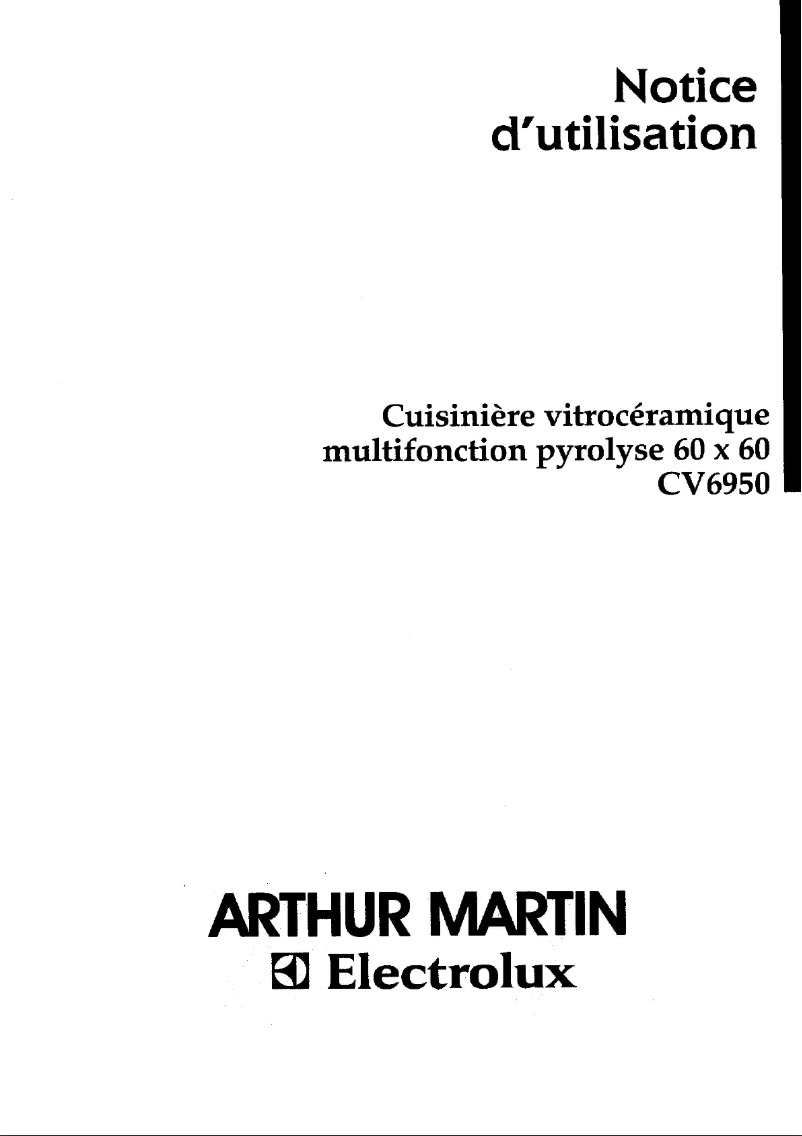 Page n°1 - Manuel utilisateur Arthur Martin-Electrolux CV6950N1