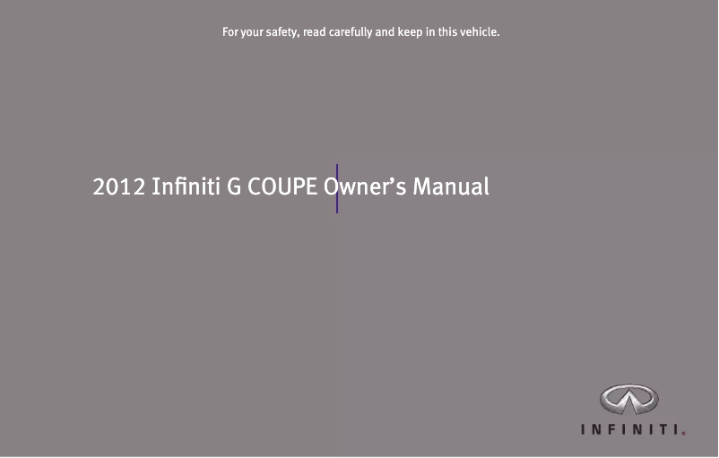 Page n°1 - Manuel utilisateur Infiniti G Coupe (2012)
