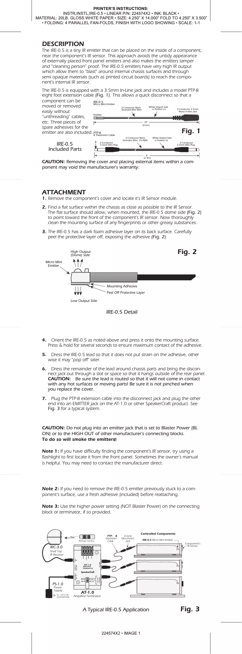 Page 1 de la notice Manuel utilisateur SpeakerCraft IRE-0.5