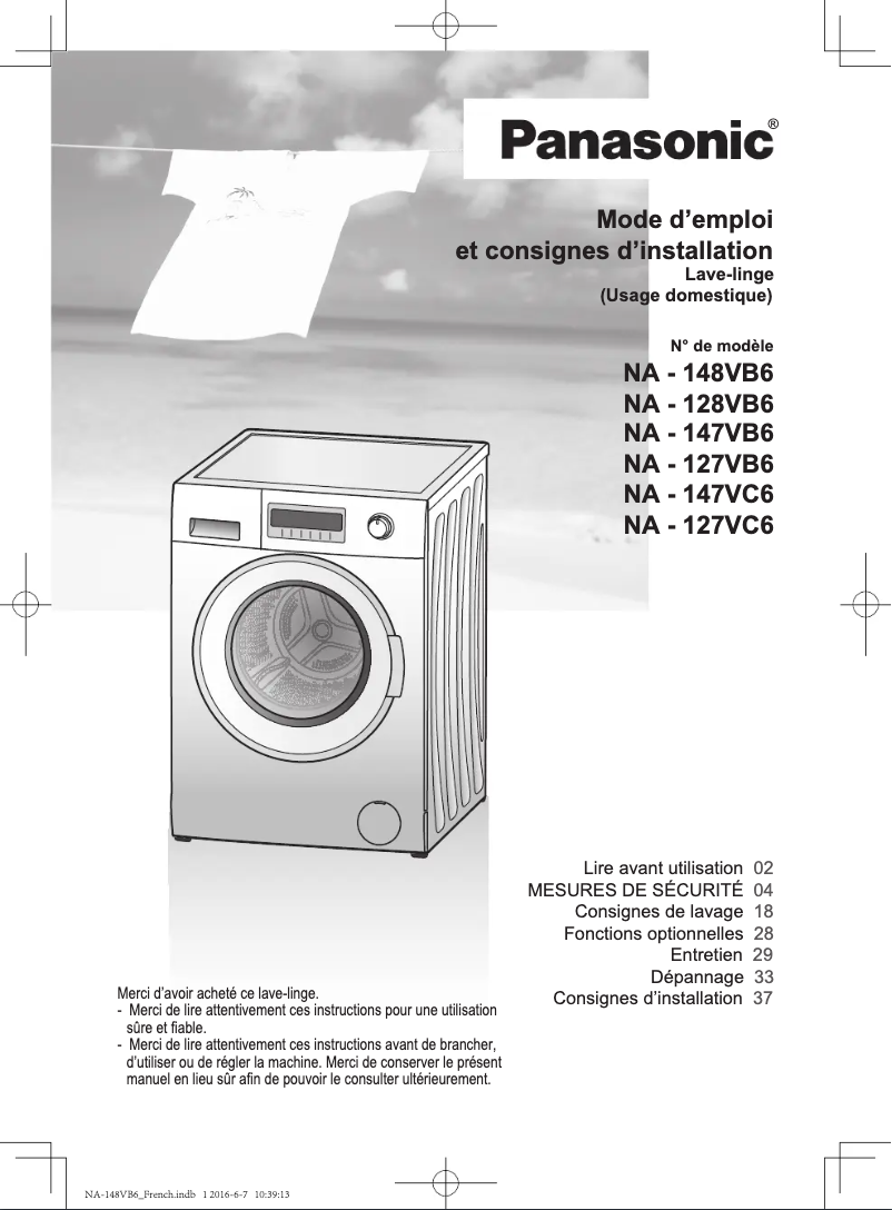 Image de la première page du manuel de l'appareil NA-128VB6W