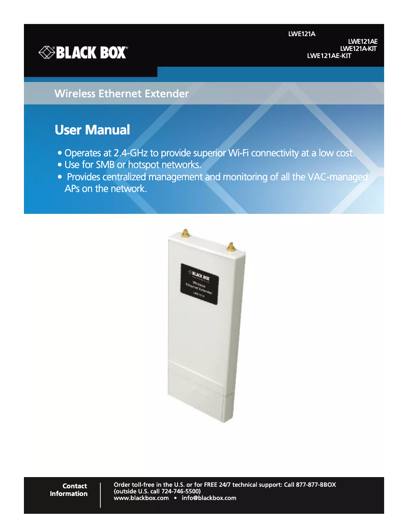 Page n°1 - Manuel utilisateur Black Box LWE121A