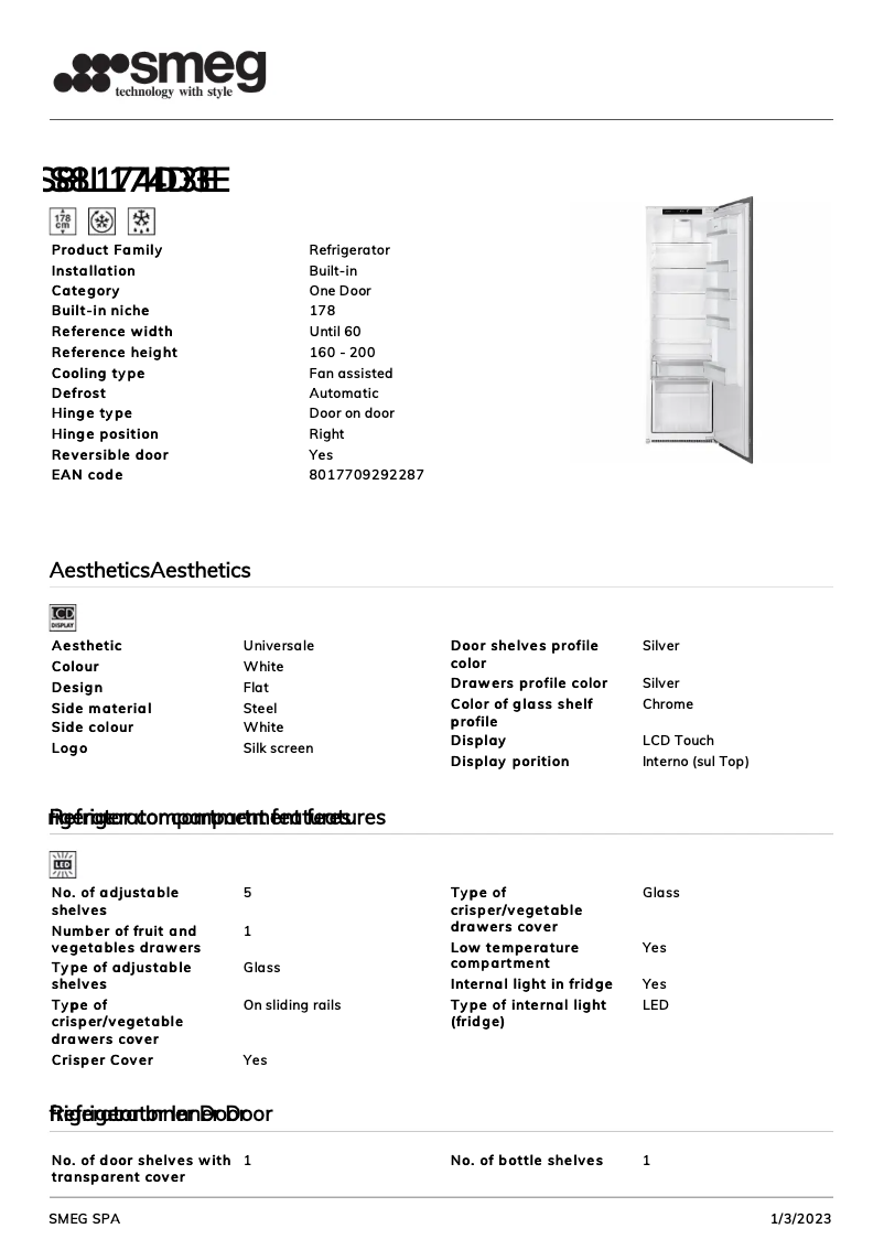 Page 1 de la notice Brochure Smeg S8L174D3E