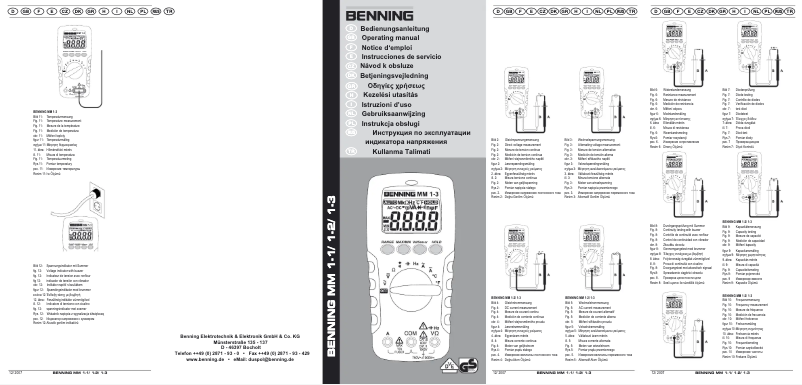 Page n°1 - Manuel utilisateur BENNING MM 1-1