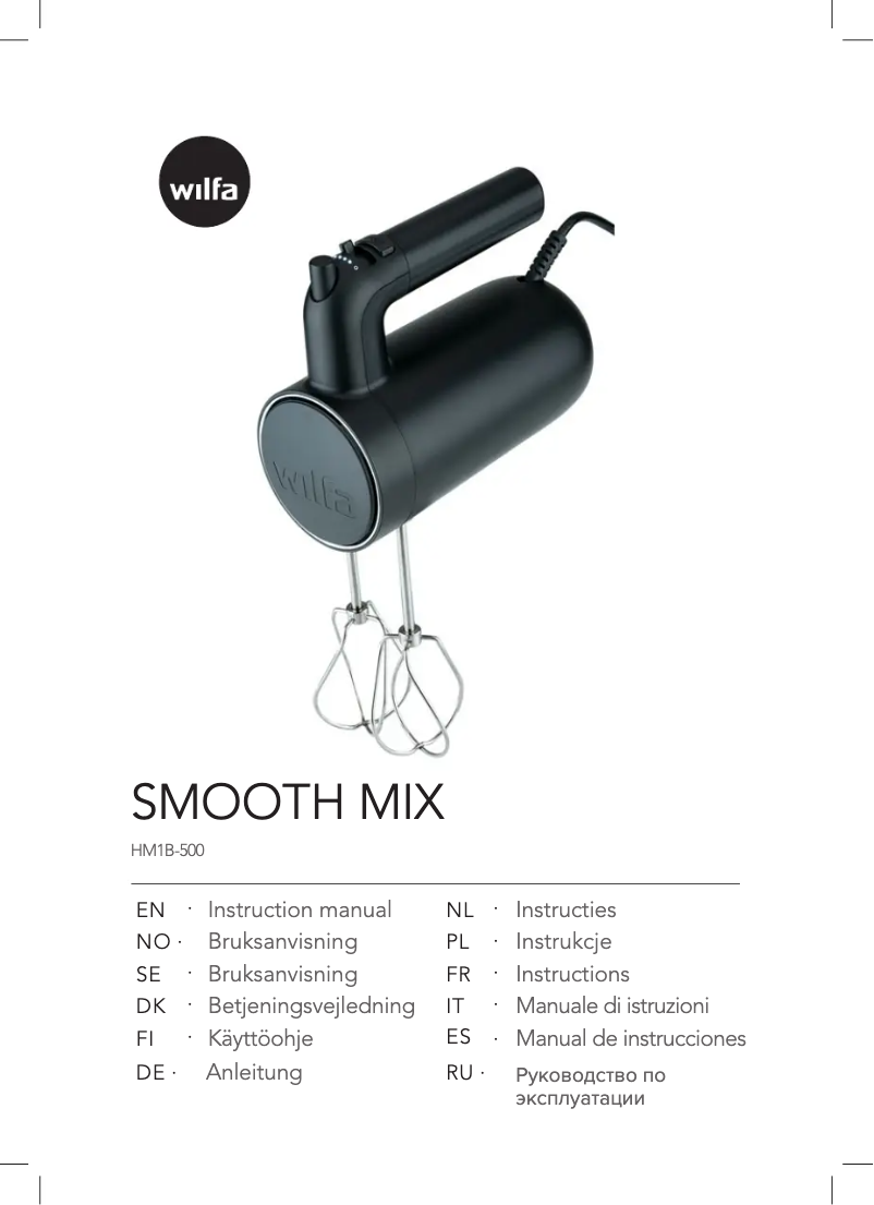 Page 1 de la notice Manuel utilisateur Wilfa Smooth Mix HM1B-500
