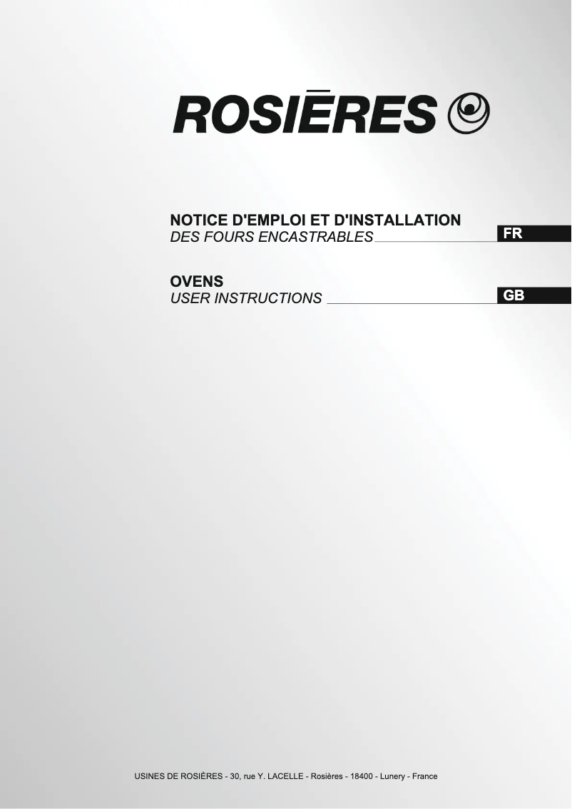 Page 1 de la notice Manuel utilisateur Rosieres RFN 6581 RBI