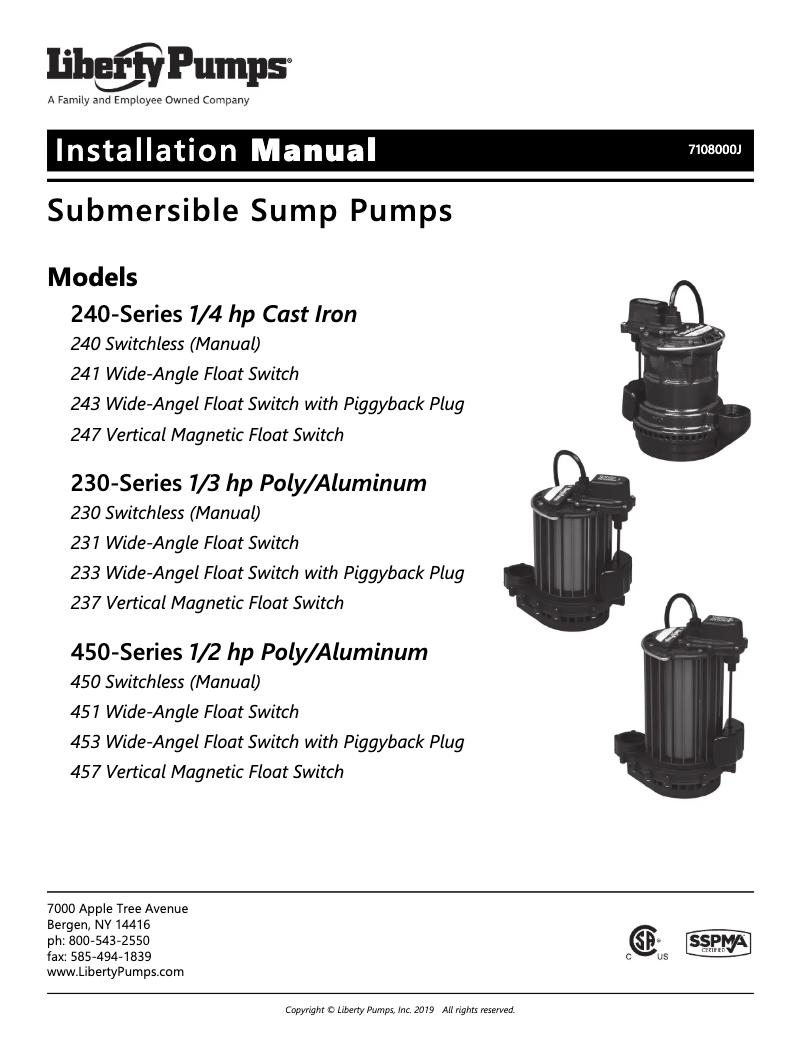 Page 1 de la notice Manuel utilisateur Liberty Pumps 457