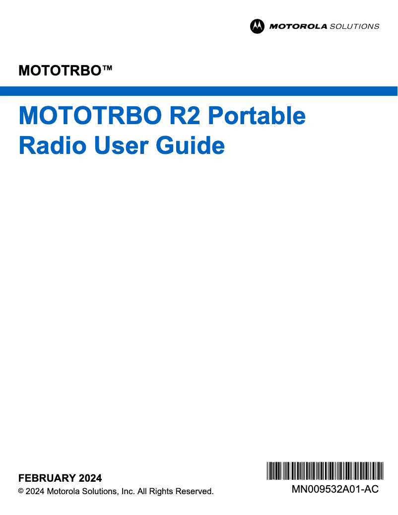 Page n°1 - Manuel utilisateur Motorola MOTOTRBO R2