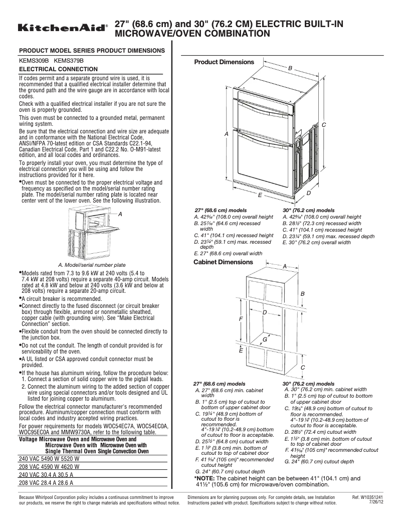Page n°1 - Instructions / montage KitchenAid KEMS309BBL