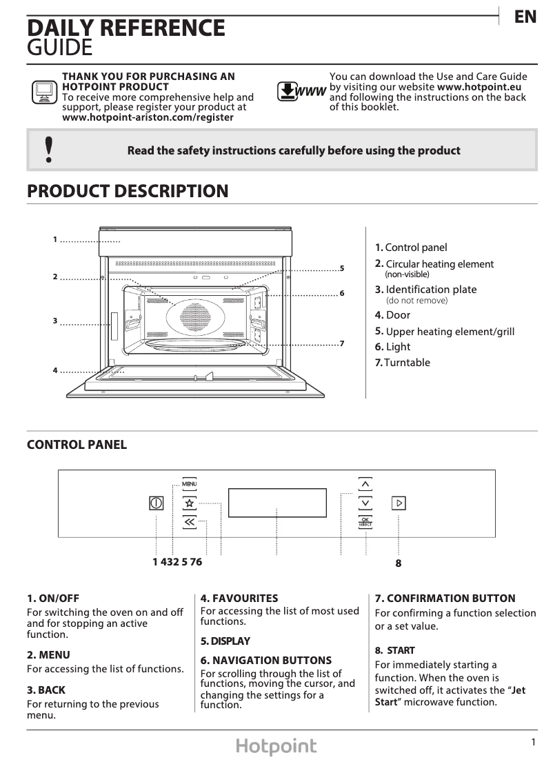 Page n°1 - Manuel utilisateur Hotpoint MP 996 IX H