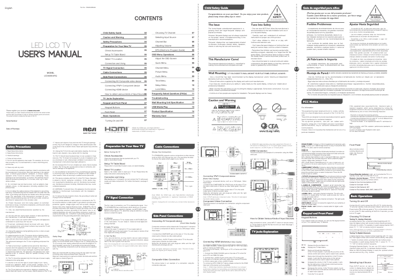 Page 1 de la notice Manuel utilisateur RCA LED50B45RQ