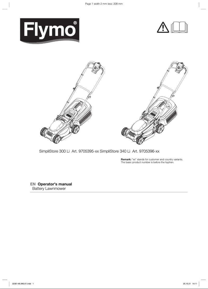 Page n°1 - Manuel utilisateur Flymo SimpliStore 300 Li