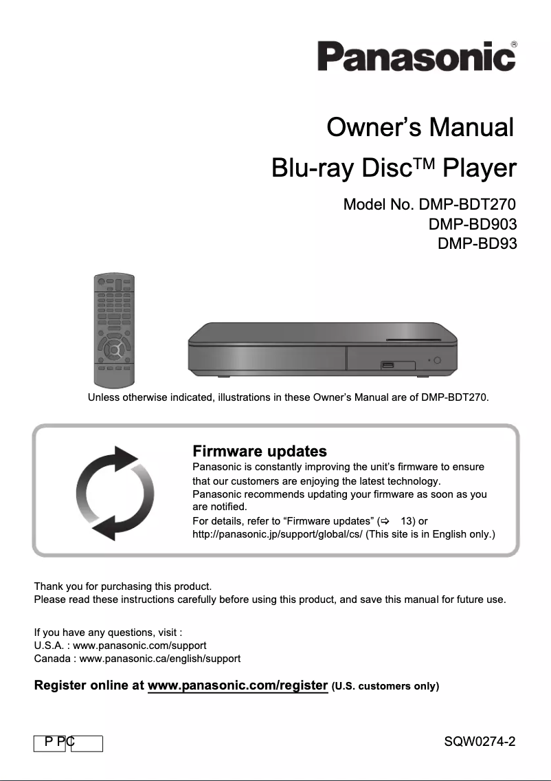 Page 1 of the manual User Manual Panasonic DMP-BD903