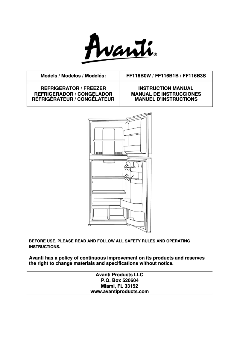 Image de la première page du manuel de l'appareil FF116B0W