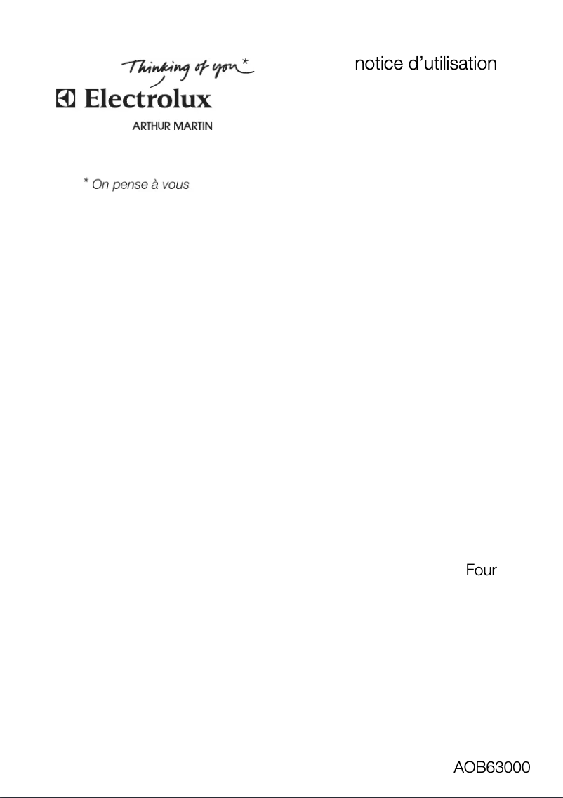 Page n°1 - Manuel utilisateur Arthur Martin-Electrolux AOB 63000 W