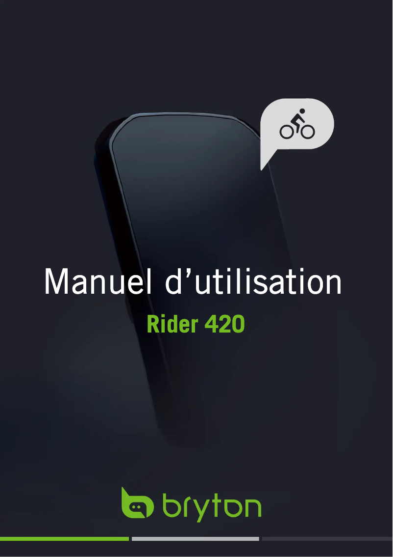 Image de la première page du manuel de l'appareil Rider 420