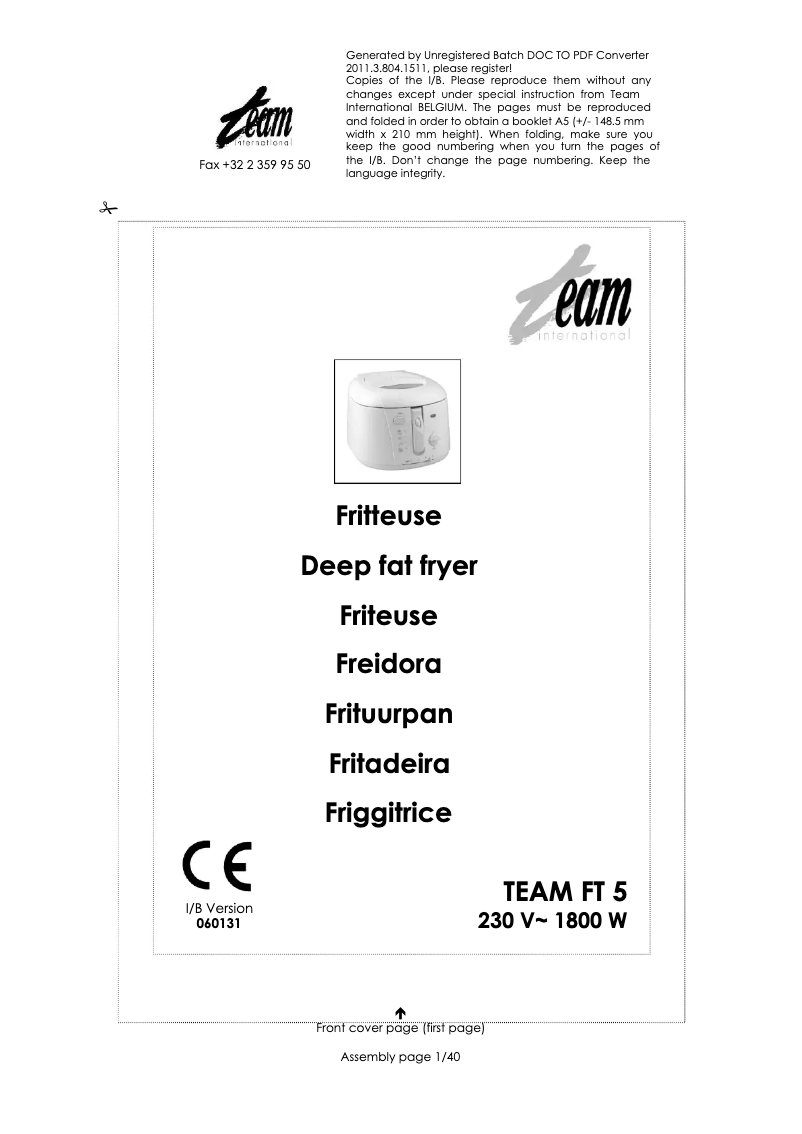 Page n°1 - Manuel utilisateur Team FT 5