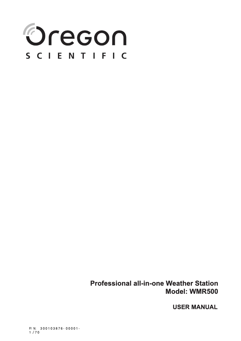 Image de la première page du manuel de l'appareil WMR 500