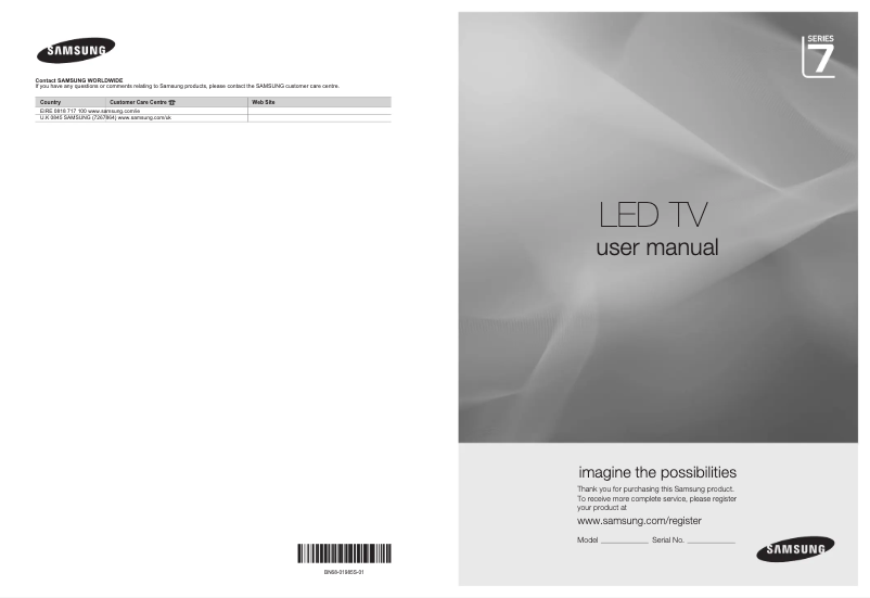 Page n°1 - Manuel utilisateur Samsung UE55B7000