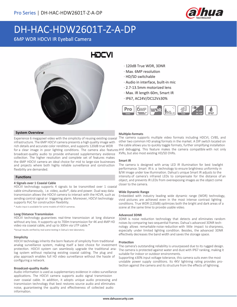 First page image of the manual for HAC-HDW2601T-Z-A-DP
