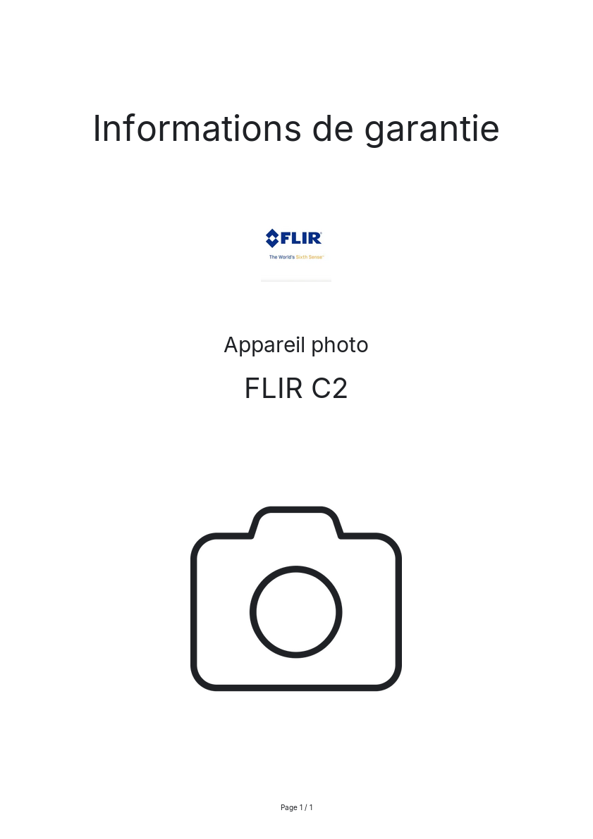 Page n°1 - Informations de garantie FLIR C2