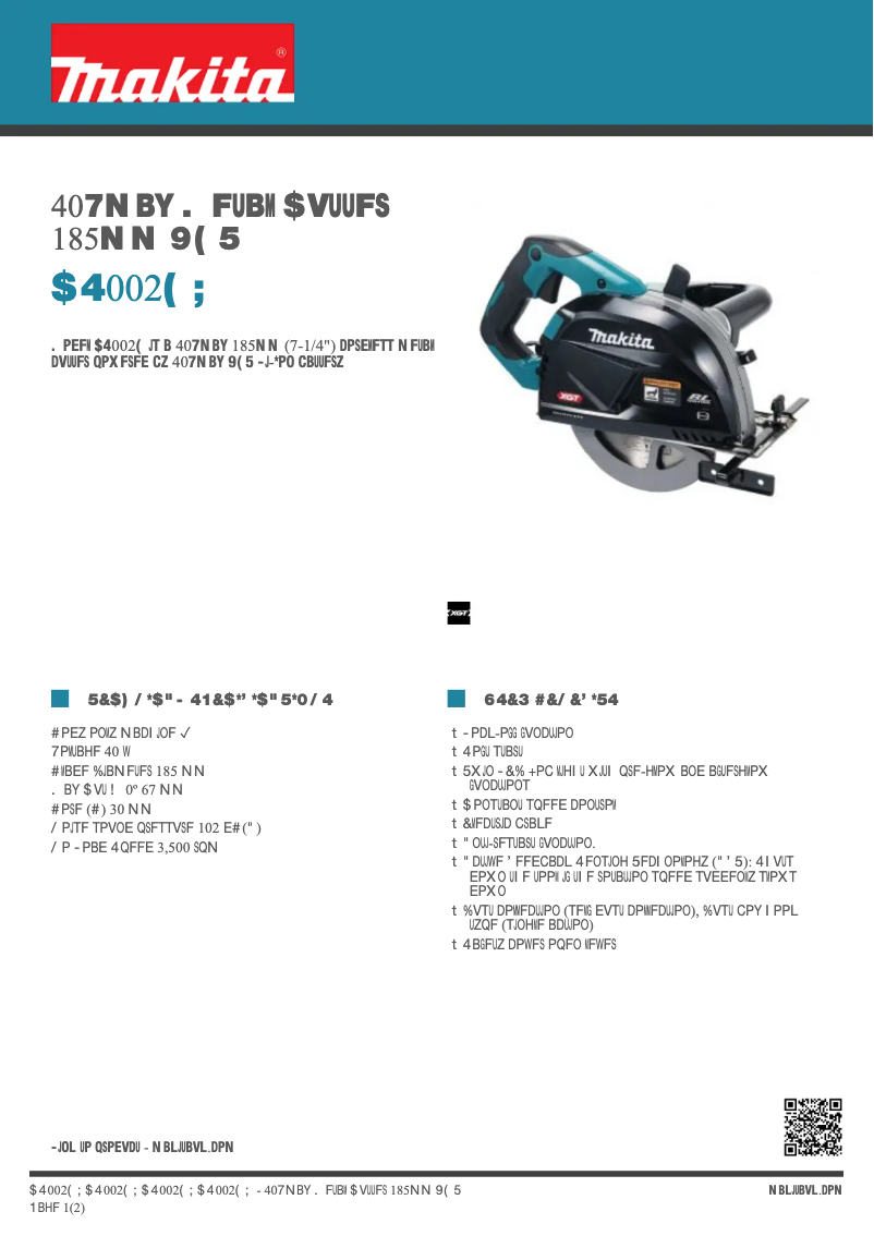 Page 1 de la notice Fiche technique Makita CS002G