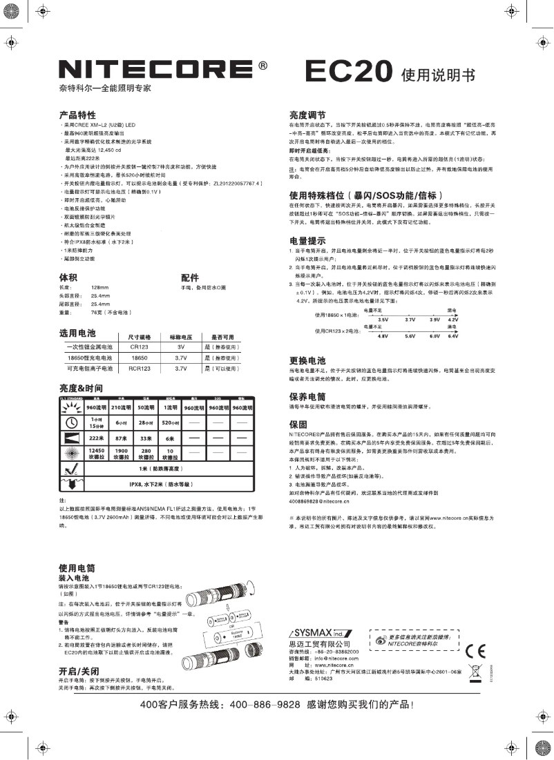 Image de la première page du manuel de l'appareil EC20