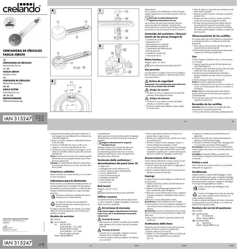 Page n°1 - Manuel utilisateur Crelando IAN 315247