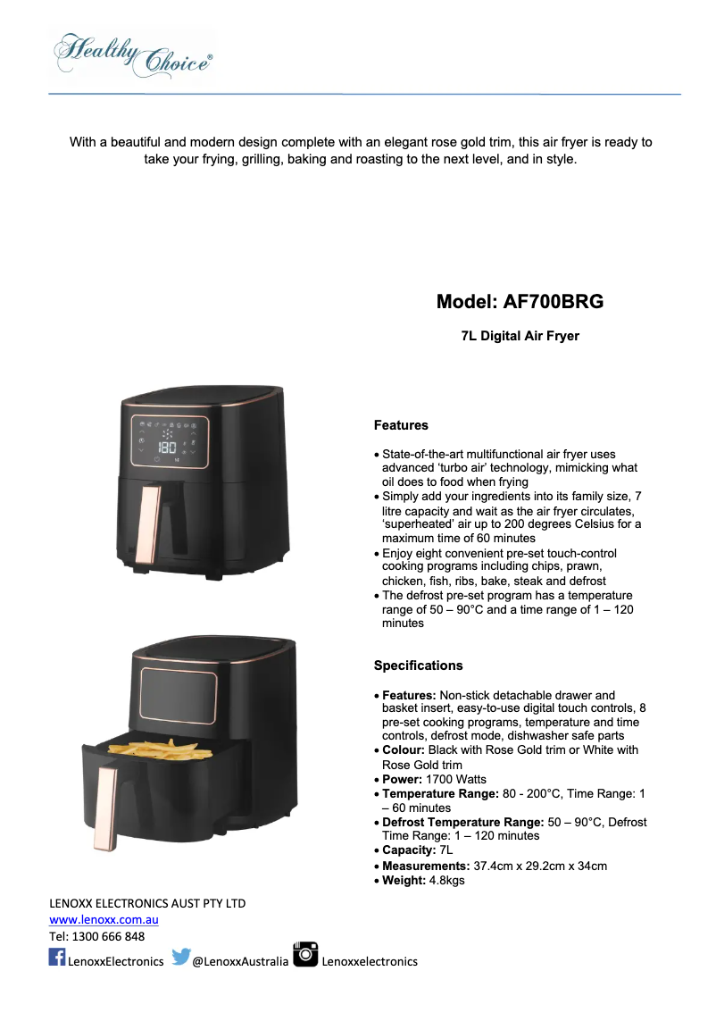 Image de la première page du manuel de l'appareil AF700BRG