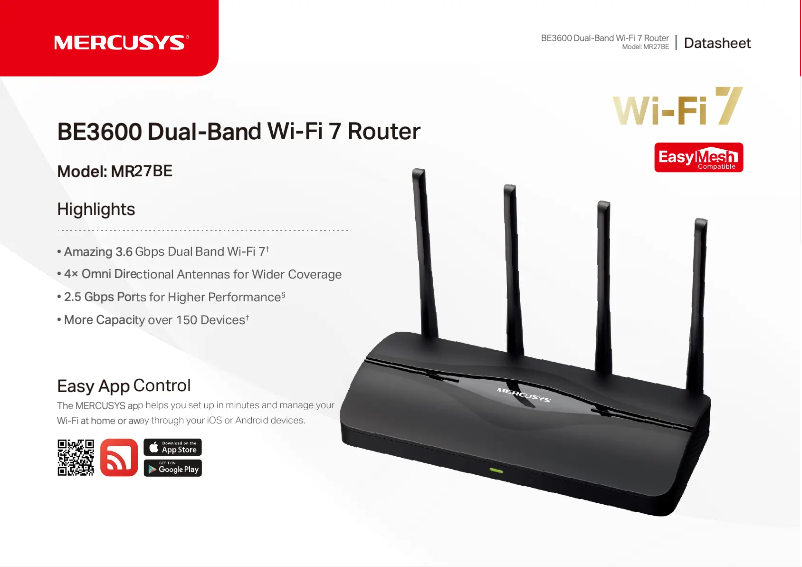 Page 1 de la notice Fiche technique Mercusys MR27BE