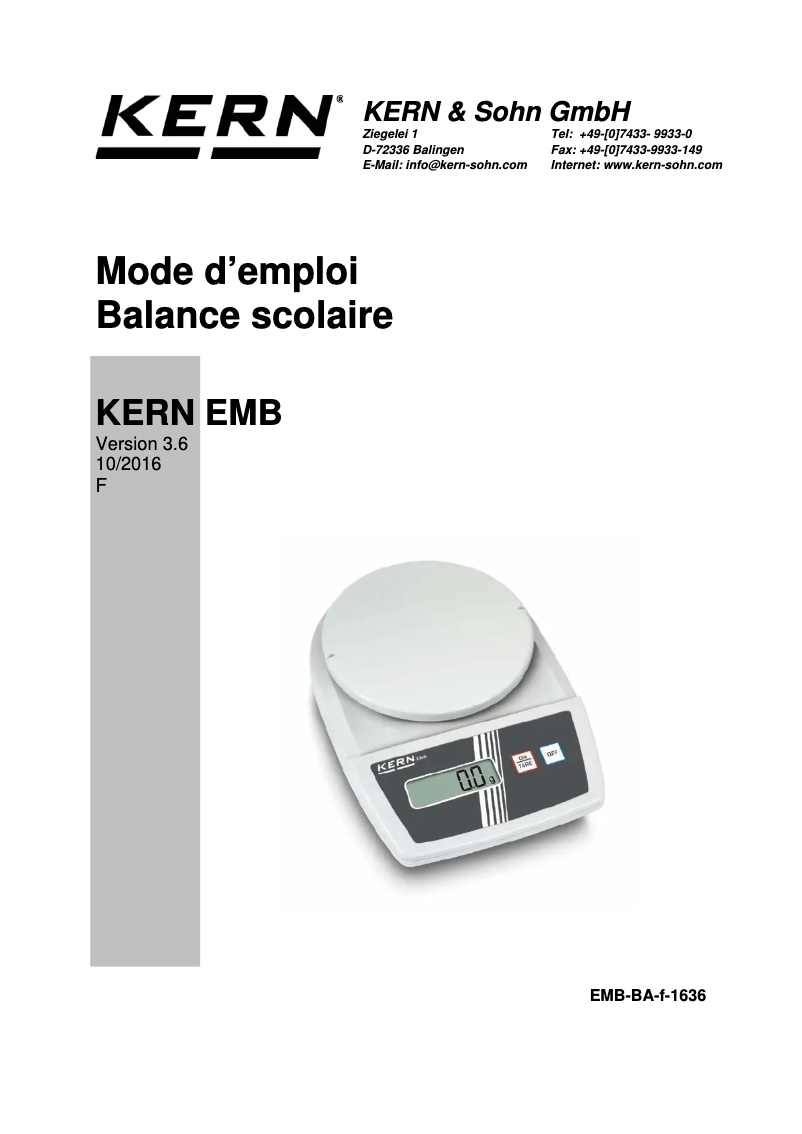 Image de la première page du manuel de l'appareil EMB 2200-0