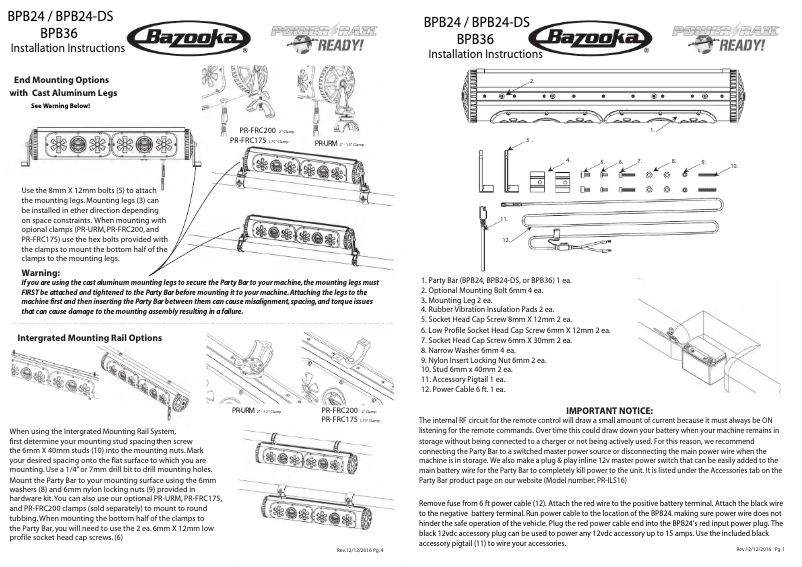Page n°1 - Manuel utilisateur Bazooka BPB24-G2