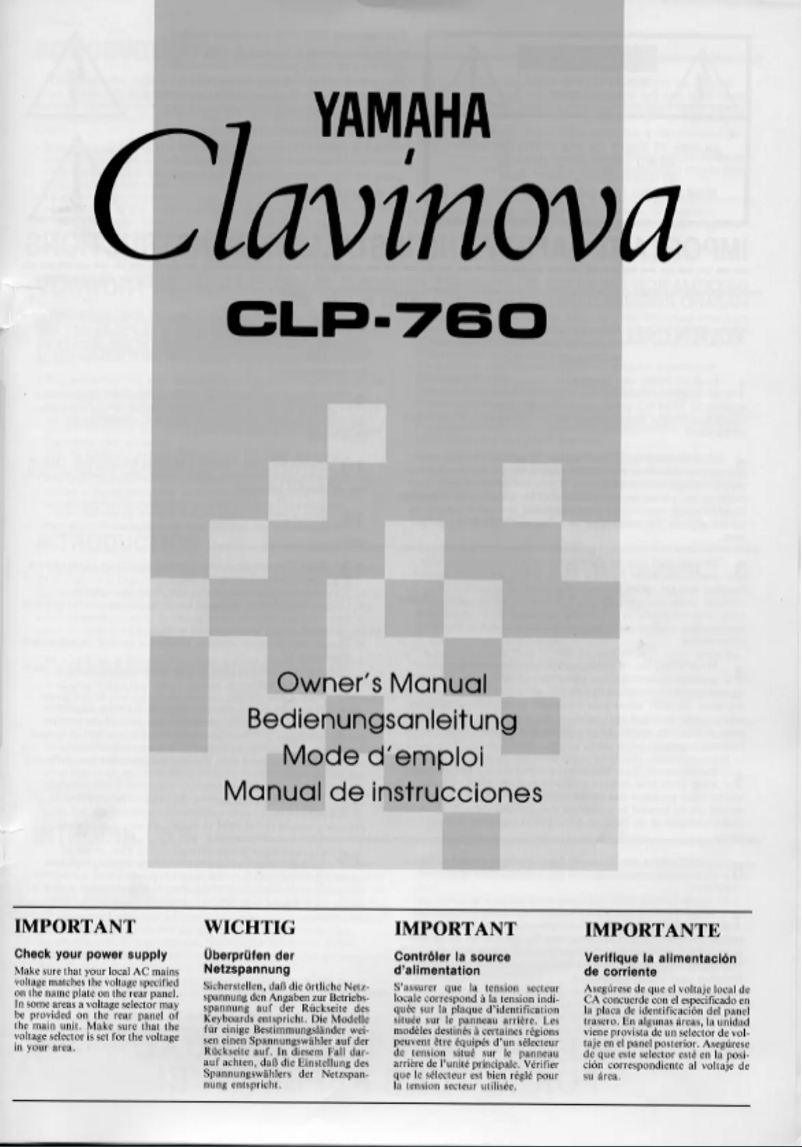 Page 1 de la notice Manuel utilisateur Yamaha Clavinova CLP-760