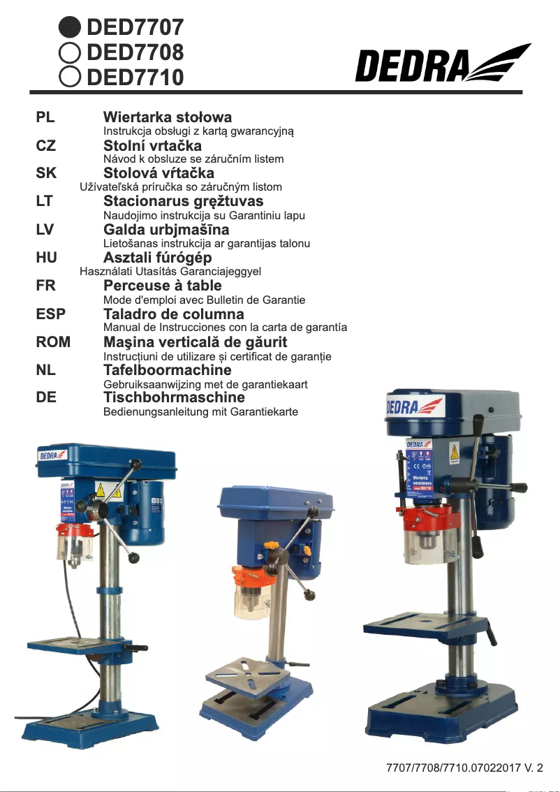 Image de la première page du manuel de l'appareil DED7707