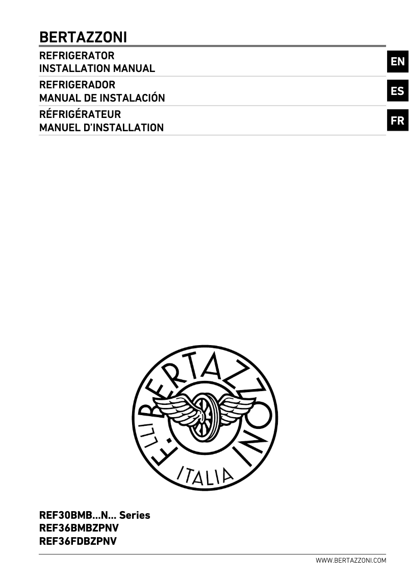 Page 1 de la notice Guide d'installation Bertazzoni REF36FDBZPNV