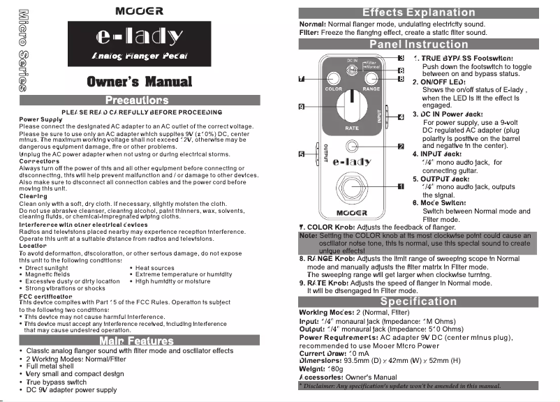 Image de la première page du manuel de l'appareil E-lady