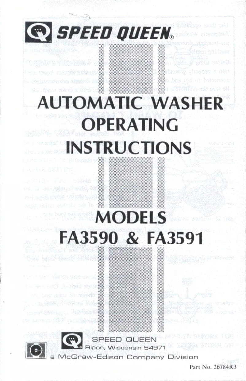 Page 1 de la notice Manuel utilisateur Speed Queen FA3591