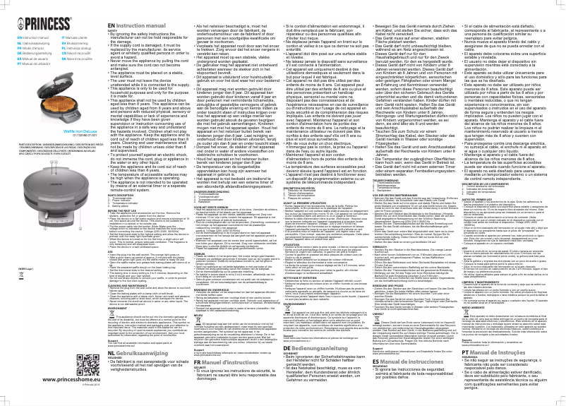 Página 1 del manual Manual de usuario Princess Waffle Iron Deluxe 132380