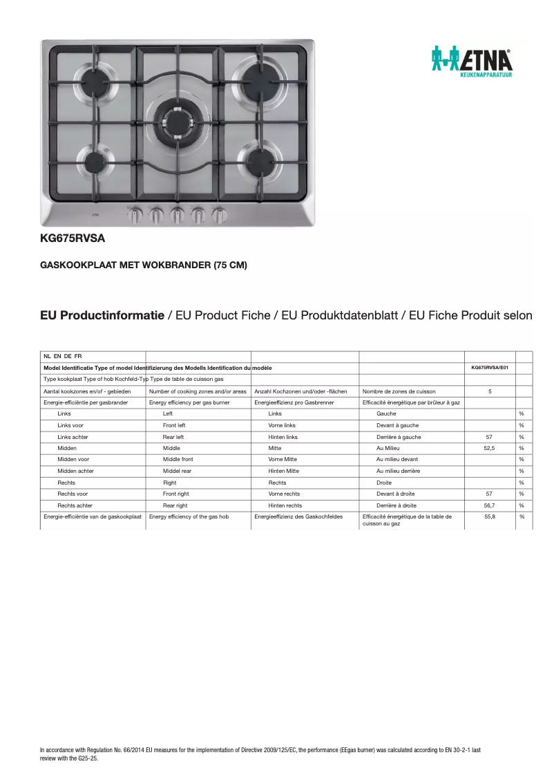 Page n°1 - Fiche technique Etna KG675RVSA