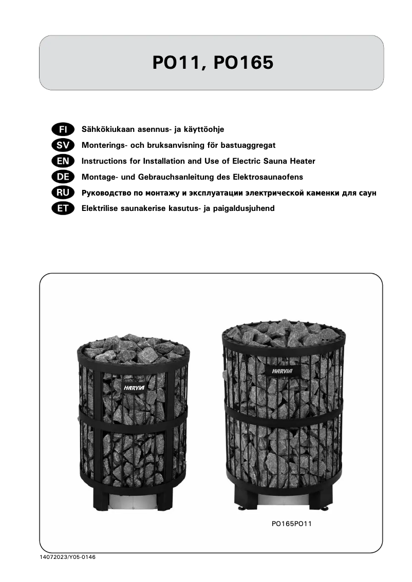 Page n°1 - Manuel utilisateur Harvia Legend Pro PO165E HPO165400