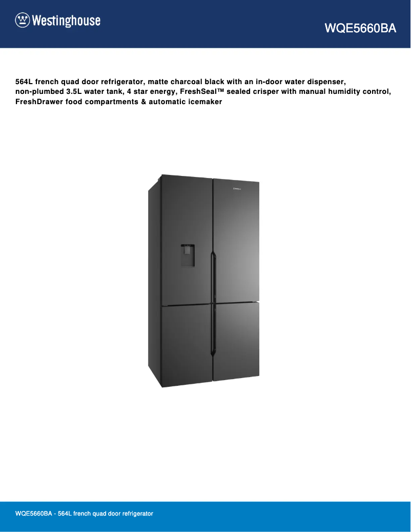 Image de la première page du manuel de l'appareil WQE5660BA