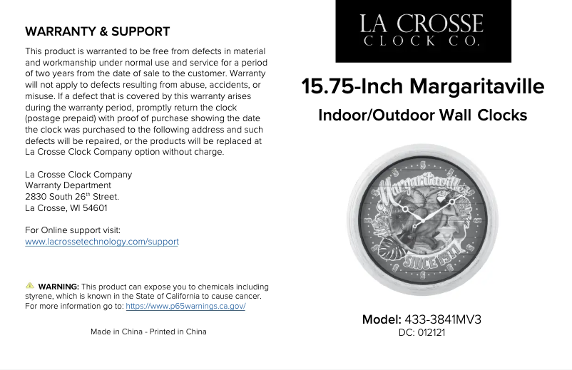 Page 1 de la notice Manuel utilisateur La Crosse Technology 433-3841MV3