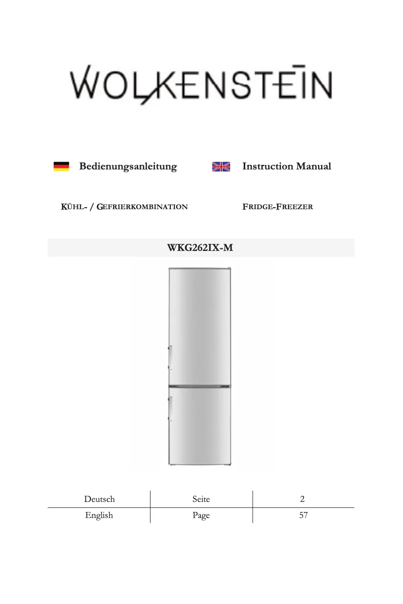 Page 1 de la notice Manuel utilisateur Wolkenstein WKG262IX-M