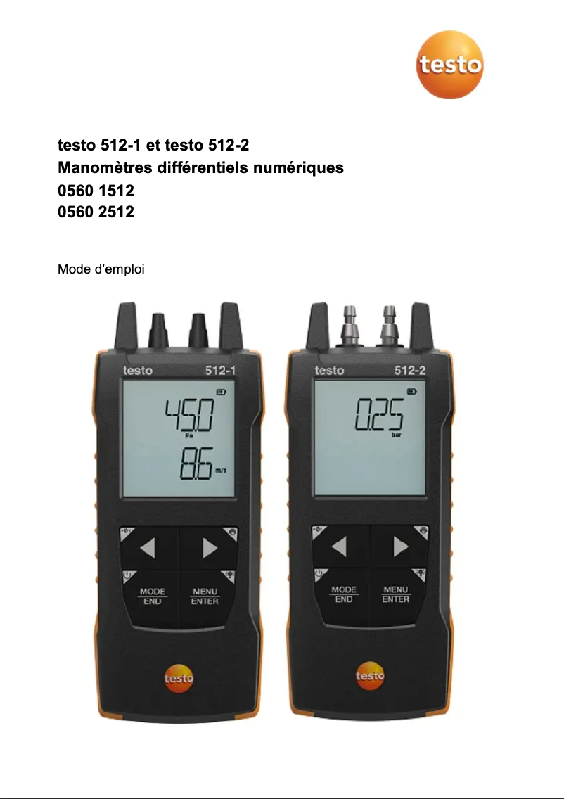 Page 1 de la notice Manuel utilisateur Testo 512-1