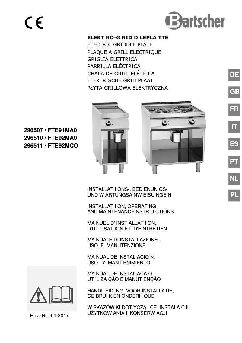 Page 1 de la notice Manuel utilisateur Bartscher 296511