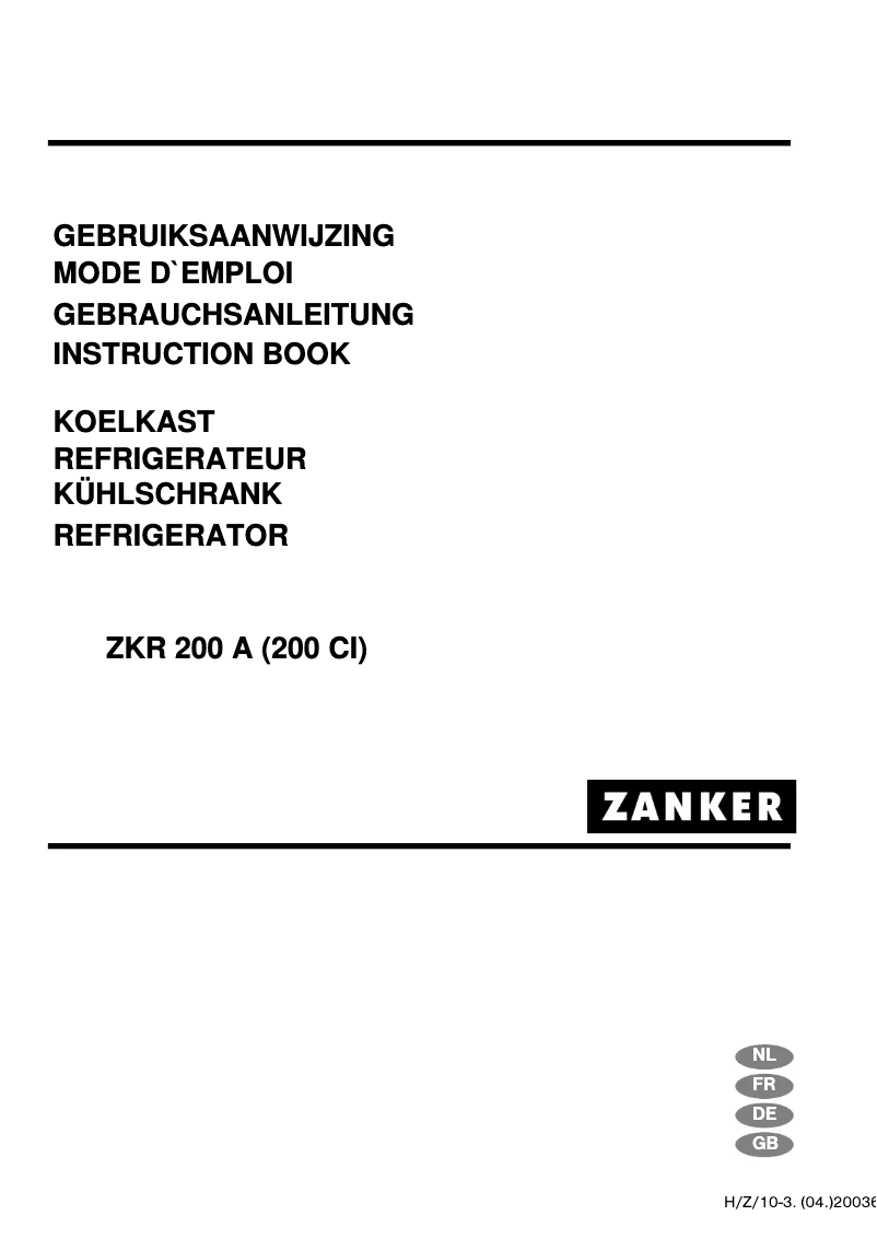 Page n°1 - Manuel utilisateur Zanker ZKR 200 a