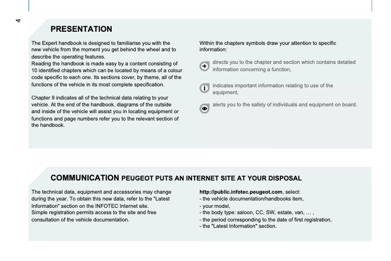 Page 1 de la notice Manuel utilisateur Peugeot Expert (2007)