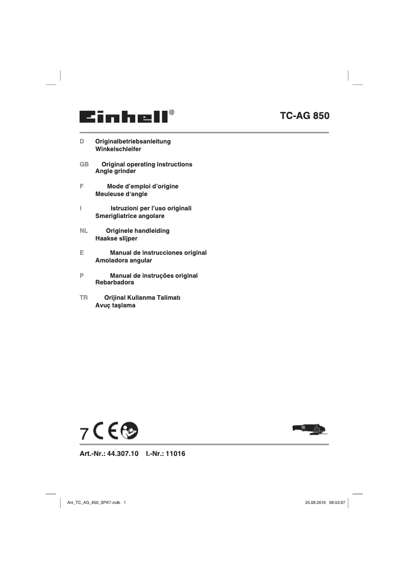 Image de la première page du manuel de l'appareil TC-AG 850